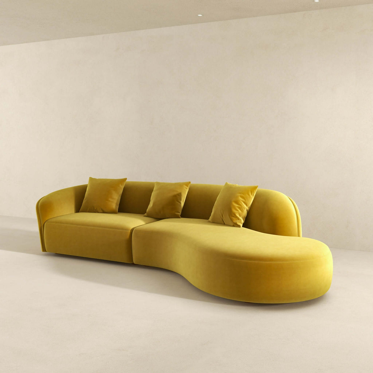 Elijah Japandi Style Curvy Sectional Sofa 126" / Ivory Boucle - AFC00686 - Luna Furniture