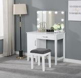 Elijah Whiteand Dark Gray Vanity Set with LED Lights from Coaster - Luna Furniture