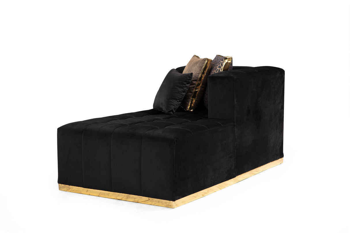Elisha Black Velvet Double Chaise Sectional - ELISHABLACK-SEC - Luna Furniture