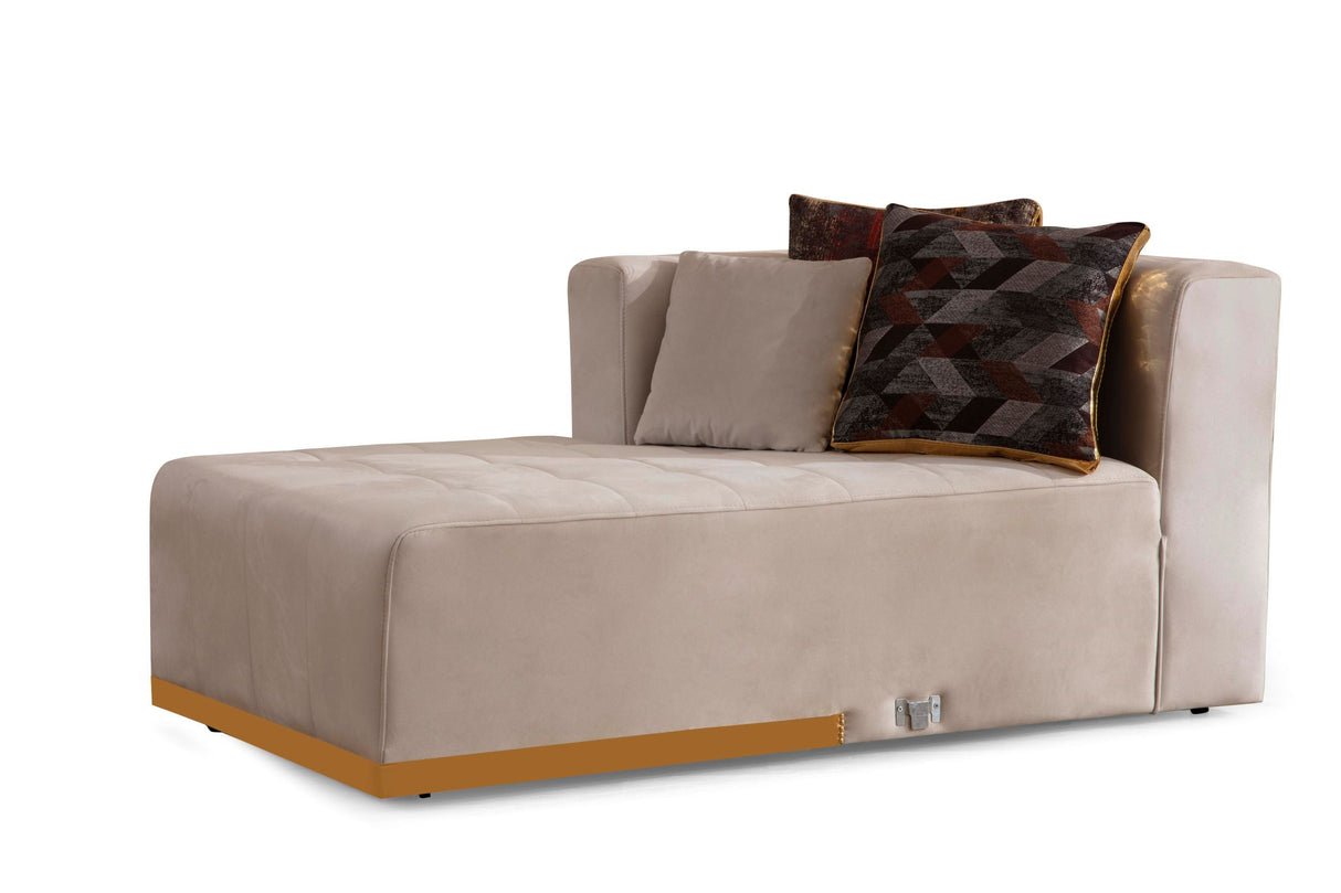 Elisha Ivory Velvet Double Chaise Sectional - ELISHAIVORY-SEC - Luna Furniture