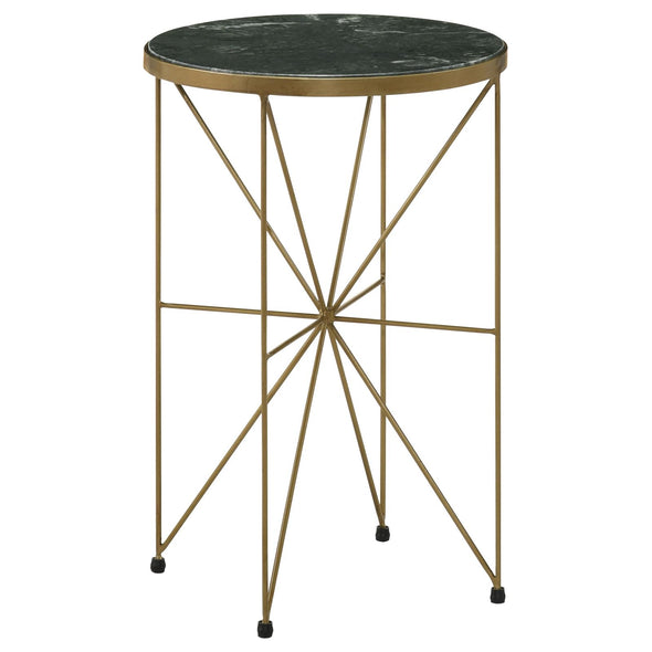 Eliska Round Accent Table with Marble Top Green and Antique Gold - 936061 - Luna Furniture
