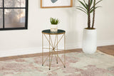 Eliska Green and Antique Gold Round Accent Table with Marble Top from Coaster - Luna Furniture