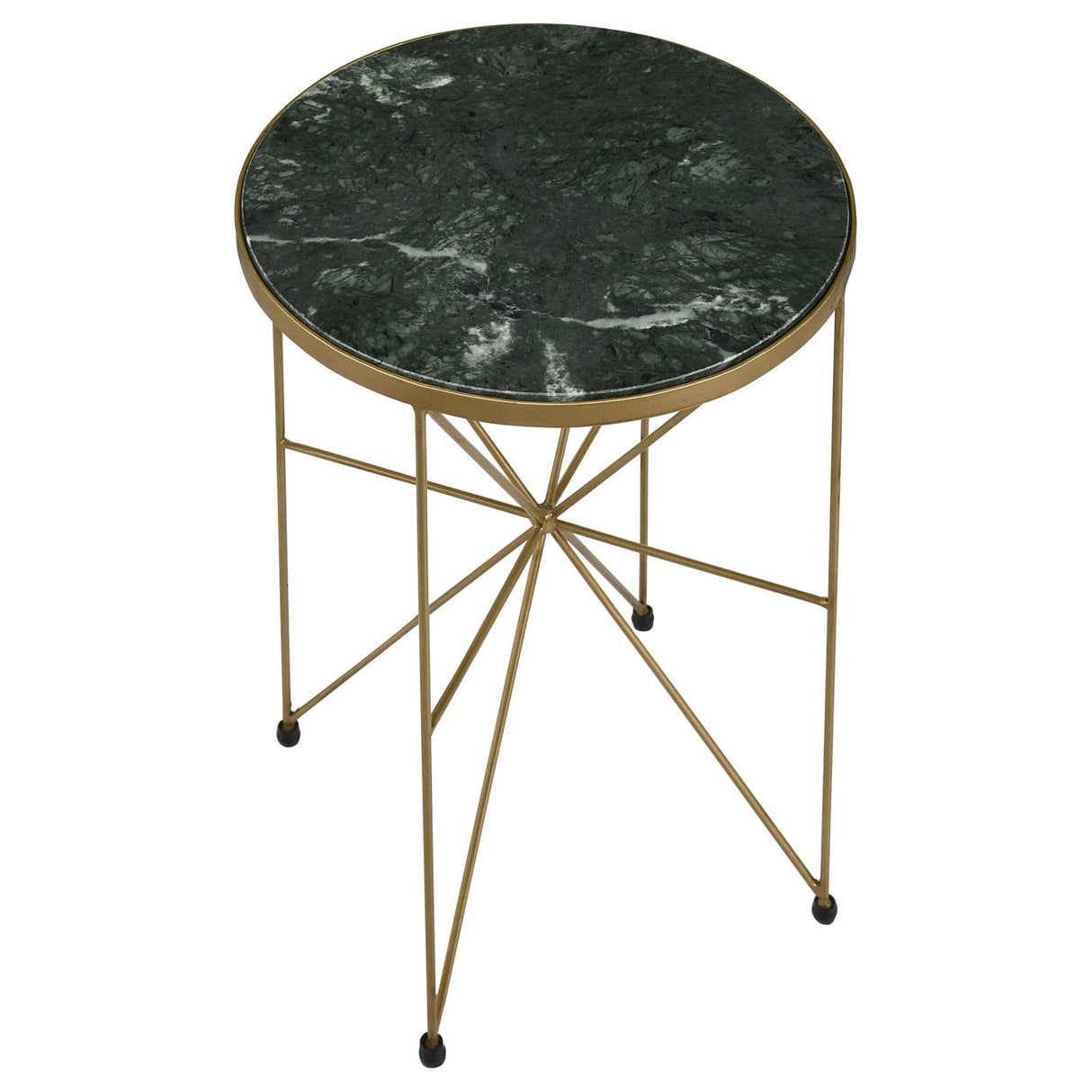 Eliska Green and Antique Gold Round Accent Table with Marble Top from Coaster - Luna Furniture