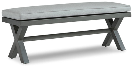 Elite Park Gray Outdoor Bench with Cushion from Ashley - Luna Furniture