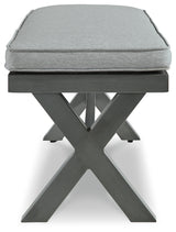 Elite Park Gray Outdoor Bench with Cushion from Ashley - Luna Furniture