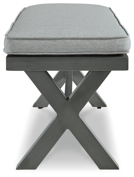 Elite Park Gray Outdoor Bench with Cushion from Ashley - Luna Furniture