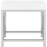 Eliza White and Chrome 2-Piece Vanity Set with Hollywood Lighting from Coaster - Luna Furniture
