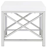 Eliza White and Chrome 2-Piece Vanity Set with Hollywood Lighting from Coaster - Luna Furniture