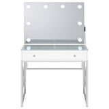 Eliza White and Chrome 2-Piece Vanity Set with Hollywood Lighting from Coaster - Luna Furniture