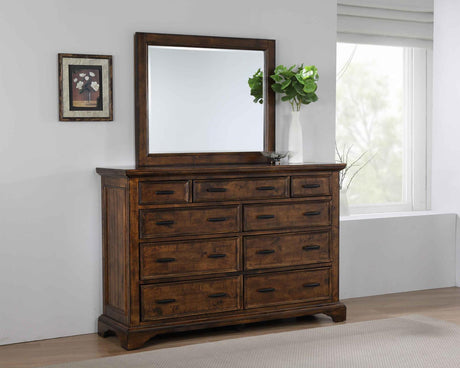 Elk Grove 9-drawer Dresser with Mirror with Jewelry Tray Vintage Bourbon - 203893M - Luna Furniture
