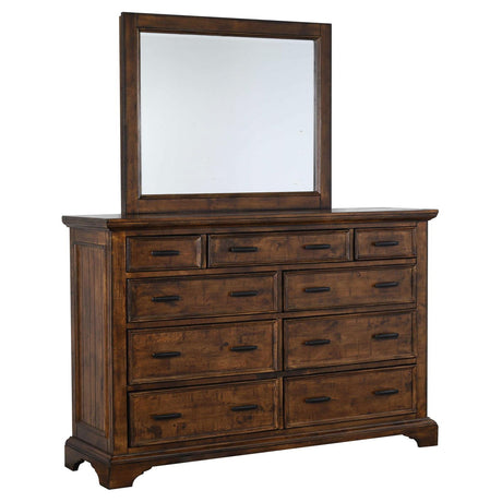Elk Grove 9-drawer Dresser with Mirror with Jewelry Tray Vintage Bourbon - 203893M - Luna Furniture