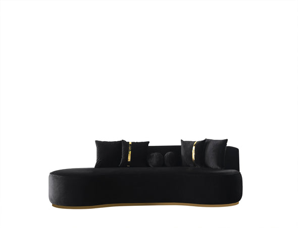 Ella Black Velvet Chaise Lounge - ELLABLACK-CH - Luna Furniture