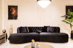 Ella Black Velvet Curved Sectional - ELLABLACK-SEC - Luna Furniture