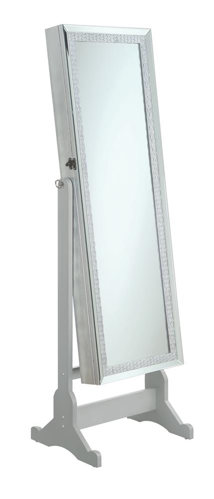 Elle Jewelry Cheval Mirror with Crytal Trim Silver - 902779 - Luna Furniture