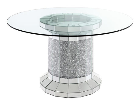 Ellie 5-piece Cylinder Pedestal Dining Room Set Mirror and Black - 115551-S5 - Luna Furniture