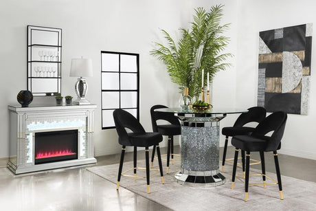 Ellie 5-piece Pedestal Counter Height Dining Room Set Mirror and Black - 115558-S5 - Luna Furniture