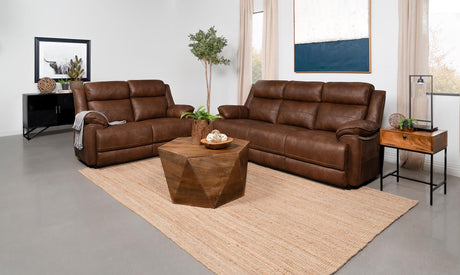 Ellington 2-piece Upholstered Padded Arm Sofa Set Dark Brown - 508281-S2 - Luna Furniture