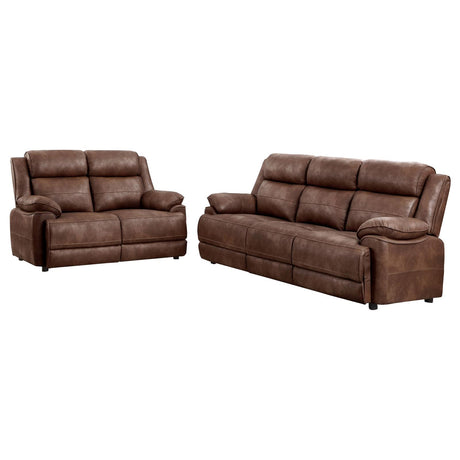 Ellington Dark Brown Upholstered Padded Reclining Living Room Set from Coaster - Luna Furniture