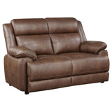 Ellington Dark Brown Upholstered Padded Arm Loveseat from Coaster - Luna Furniture