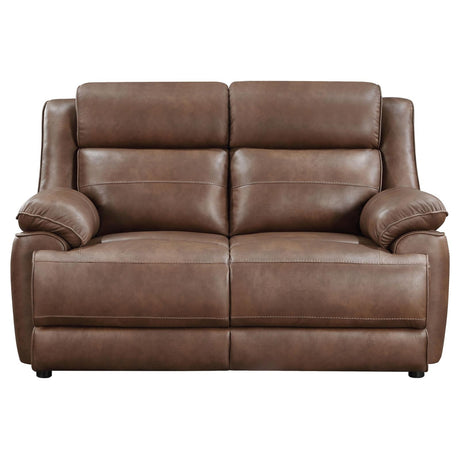 Ellington Dark Brown Upholstered Padded Arm Loveseat from Coaster - Luna Furniture