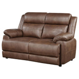 Ellington Dark Brown Upholstered Padded Arm Loveseat from Coaster - Luna Furniture