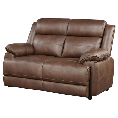 Ellington Dark Brown Upholstered Padded Arm Loveseat from Coaster - Luna Furniture