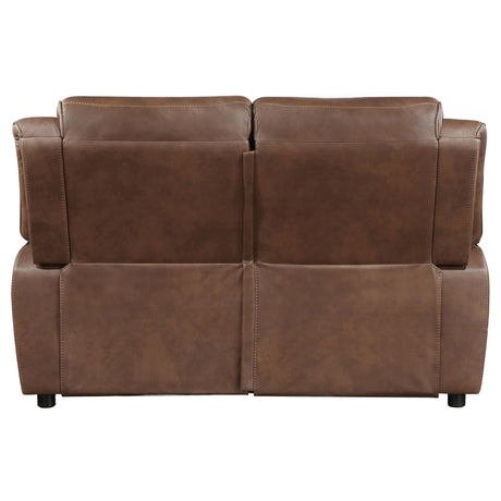 Ellington Dark Brown Upholstered Padded Arm Loveseat from Coaster - Luna Furniture