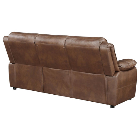 Ellington Dark Brown Upholstered Padded Arm Sofa from Coaster - Luna Furniture