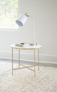 Ellison Round X-cross End Table White and Gold - 723207 - Luna Furniture