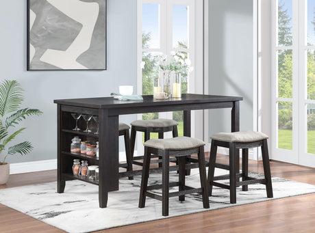 Elliston 5-piece Rectangular Counter Height Dining Set Dark Grey and Beige - 121168-S5 - Luna Furniture