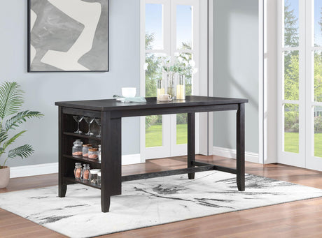Elliston Rectangular Counter Height Dining Table with Storage Shelves Dark Grey - 121168 - Luna Furniture