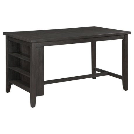 Elliston Rectangular Counter Height Dining Table with Storage Shelves Dark Grey - 121168 - Luna Furniture