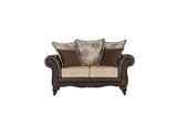 Elmbrook 2-piece Upholstered Rolled Arm Sofa Set with Intricate Wood Carvings Brown - 508571-S2 - Luna Furniture