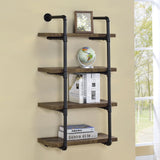 Elmcrest Black and Rustic Oak 24-inch Wall Shelf from Coaster - Luna Furniture