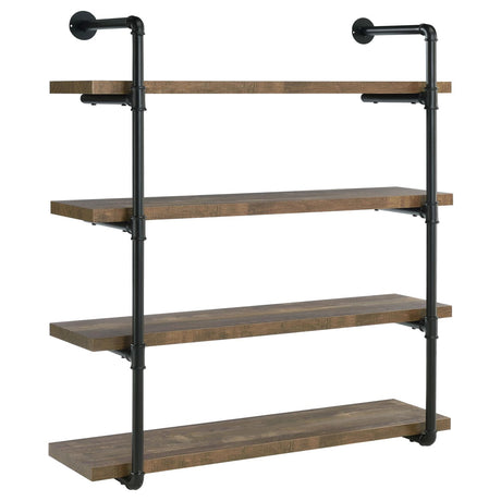 Elmcrest 40-inch Wall Shelf Black and Rustic Oak - 804417 - Luna Furniture