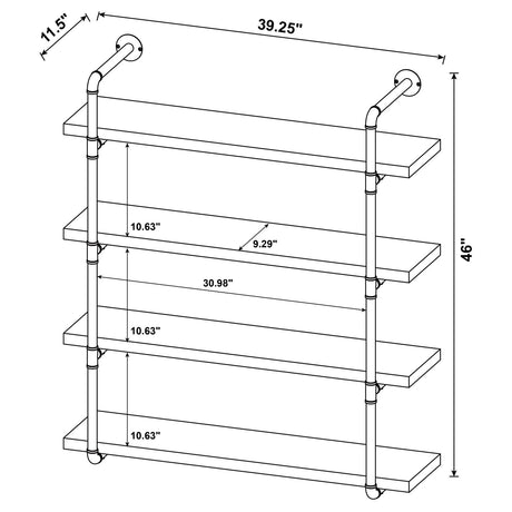 Elmcrest Black and Rustic Oak 40-inch Wall Shelf from Coaster - Luna Furniture