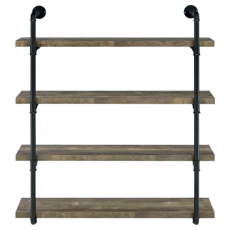 Elmcrest Black and Rustic Oak 40-inch Wall Shelf from Coaster - Luna Furniture