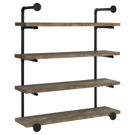 Elmcrest Black and Rustic Oak 40-inch Wall Shelf from Coaster - Luna Furniture