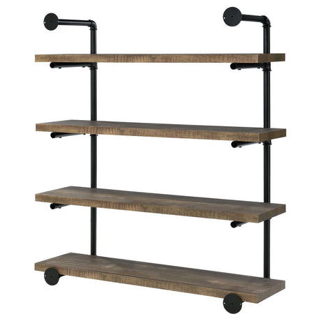 Elmcrest Black and Rustic Oak 40-inch Wall Shelf from Coaster - Luna Furniture