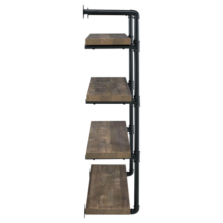 Elmcrest Black and Rustic Oak 40-inch Wall Shelf from Coaster - Luna Furniture