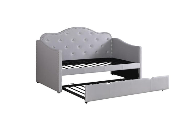 Elmore Upholstered Twin Daybed with Trundle Pearlescent Grey - 300629 - Luna Furniture