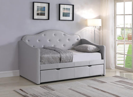 Elmore Upholstered Twin Daybed with Trundle Pearlescent Grey - 300629 - Luna Furniture