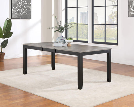 Elodie Gray and Black Rectangular Dining Table with Extension Leaf from Coaster - Luna Furniture