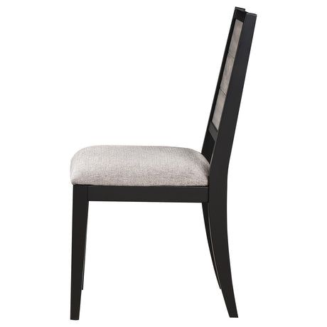 Elodie Dove and Black Upholstered Padded Seat Dining Side Chair, Set of 2 from Coaster - Luna Furniture