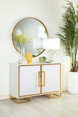 Elsa White and Gold 2-Door Accent Cabinet with Adjustable Shelves from Coaster - Luna Furniture