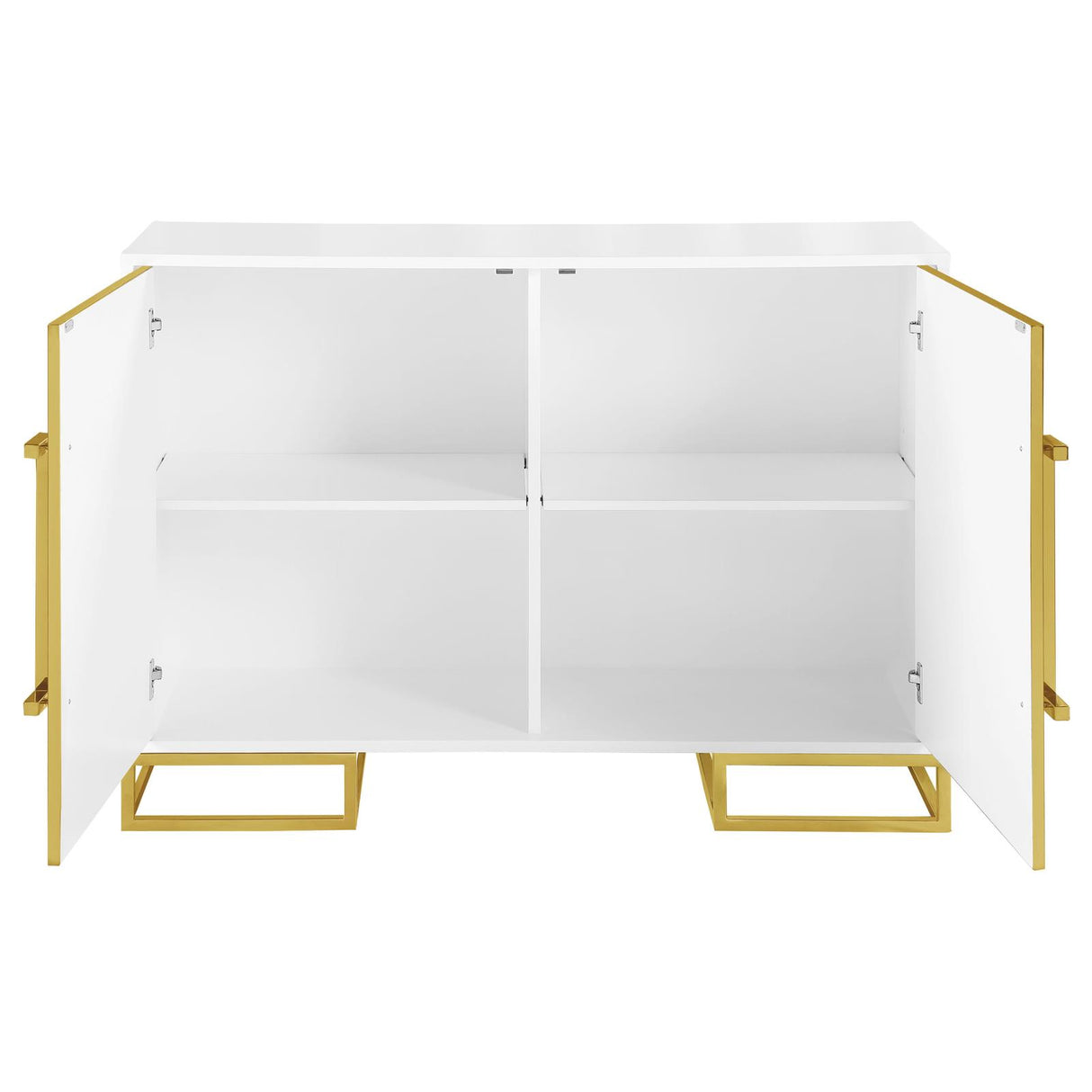 Elsa White and Gold 2-Door Accent Cabinet with Adjustable Shelves from Coaster - Luna Furniture