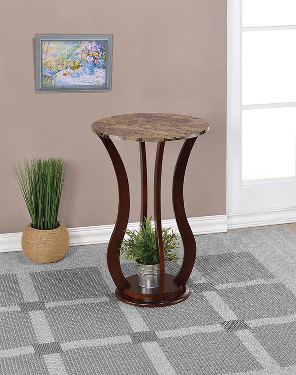 Elton Round Marble Top Accent Table Brown - 900926 - Luna Furniture