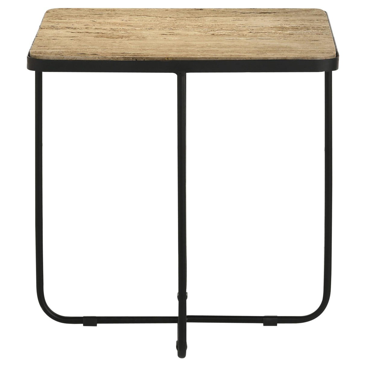 Elyna Square Accent Table Travertine and Black - 935855 - Luna Furniture