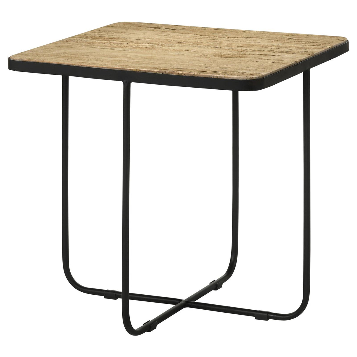 Elyna Travertine and Black Square Accent Table from Coaster - Luna Furniture