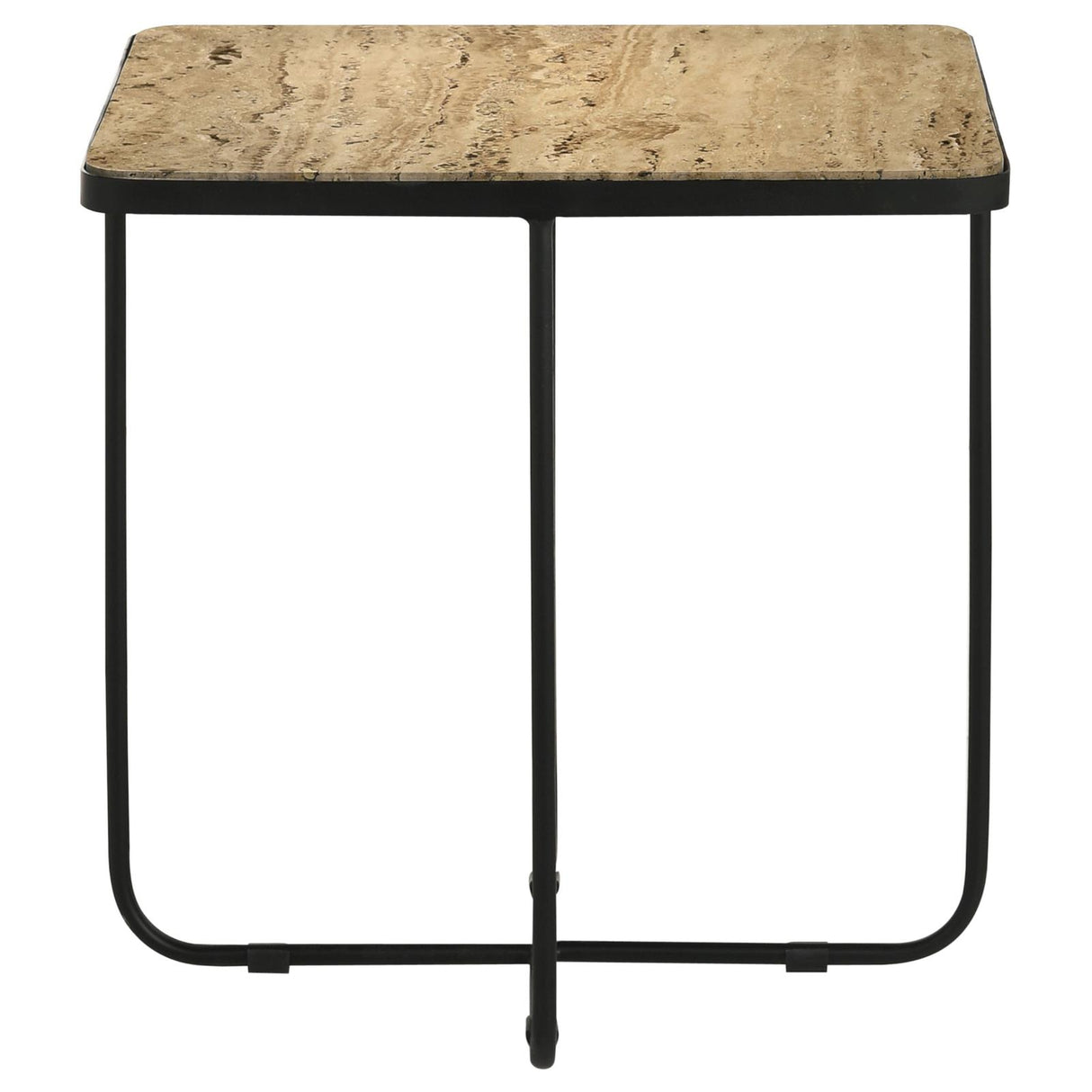 Elyna Square Accent Table Travertine and Black - 935855 - Luna Furniture